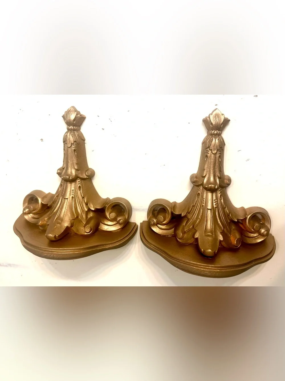 VTG 1986 Burwood Wall Sconce Shelf Gold Hollywood Regency 7 x 3.25 x 6.75